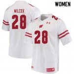 Women's Wisconsin Badgers NCAA #28 Blake Wilcox White Authentic Under Armour Stitched College Football Jersey EN31B28VM